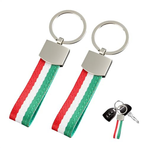 TASSFROO 2 Stück Schlüsselanhänger Flagge Italiens, Auto Schlüsselanhänger aus Nylon Elastischem Leinen für Männer und Frauen mit Sportlichem Design für Schlüssel Rucksäck Modisches Accessoire