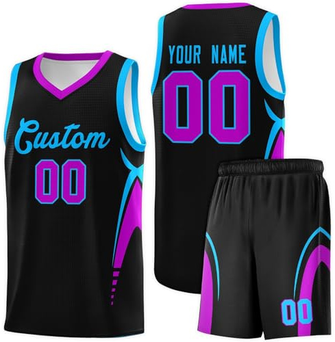 2-Teiliges Kinder/Erwachsene Basketball Sportbekleidung 2025/2026, Personalisiertes Basketball T-Shirt Weste + Shorts Herren/Kinder