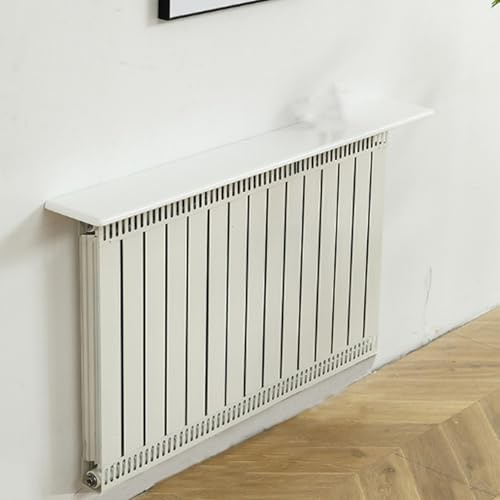 Heizkörperregal aus Massivem Kiefernholz, Robustes Heizkörperabdeckung Oben Aus Kiefernholz für Den Privaten und Gewerblichen Gebrauch, 20 Kg Belastbar, Ohne Bohren(White,120x20cm/47x8in)