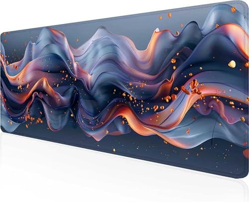 Gaming Mouse Pad Abstract, Black Mouse Pad 80 x 30cm with Stitched Edges, Large Extended XXL Keyboard Mat with Anti Slip Base, Mause Mat for Desk Keyboard Decoration, Gifts for Men Adults PjY5693 4-Q