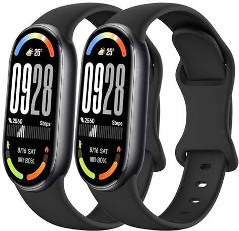 Oumida 2 Stück Armband für Xiaomi Smart Band 10/9 / 8, Weiches Silikon Ersatzarmband Sportliche Armbänder für Xiaomi Mi Band 8/9/10 Uhrenarmband