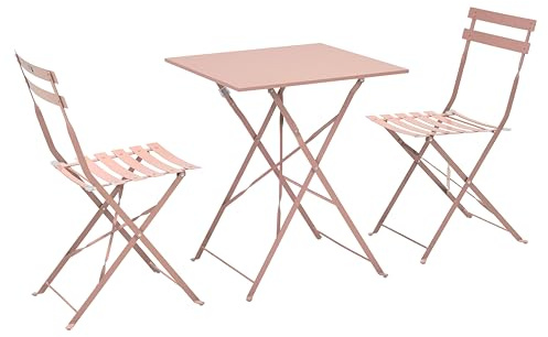 Oviala Table de Jardin et 2 chaises 60 cm Rose poudré