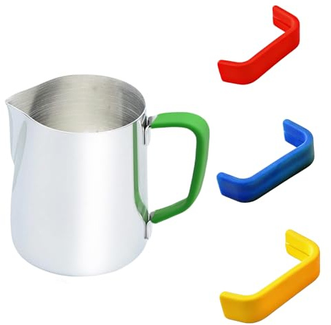 4Pack Multicoloured Silicone Sleeves for Milk Frothing Jugs | Heat Resistant Handle, Multicoloured Silicone Sleeves, for Milk Frothing Jugs, s Contamination Between Different Milk Type