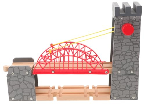 BESTonZON Zubehör für Holzeisenbahnen – Hängebrücke, Spielzeug-Bogenbrücke, Gleisstück für Kleinkinder von 3-5 Jahren