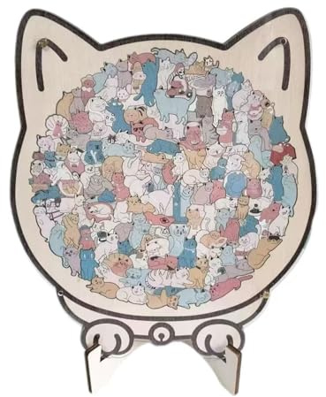 135 Pieces Cat Shaped Wooden Jigsaw Puzzle, Colorful Wood Puzzles for Adults and Kids,Cute Animal Cats Wood Jigsaw Puzzles, Perfect Puzzles Gift for Cats Lovers Home & Relaxation Decoration