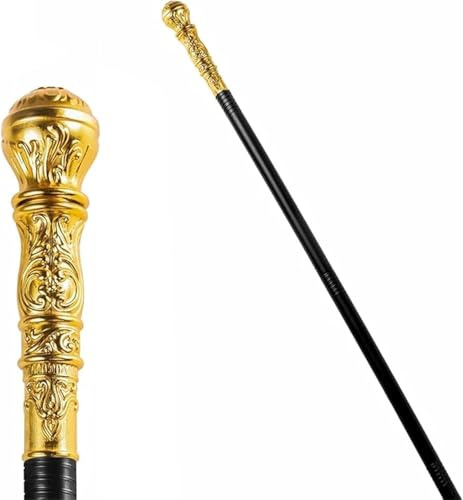 Gwezmxs Gehstock Fasching Zepter Kostüm Accessoire für Cosplay, Karneval, Halloween, 84cm - Golden