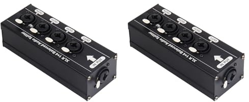 Onchdbfhuu 2X Répartiteur Audio Symétrique XLR 1x4 6,5 XLR 1 Entrée 4 Sorties 4 Entrées 1 Sortie Répartiteur Audio Bidirectionnel Boîtier Répartiteur de Signal Audio