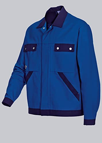 BP 1454-720-113-48/50 Arbeitsjacke, Verdecktes Druckknopfband und Taschen, 305,00 g/m² Verstärkte Baumwolle, Königsblau/Dunkelblau, 48/50