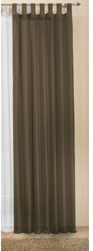 Schlaufenschal Gardine uni transparent Voile, 175x140, Braun, 61175