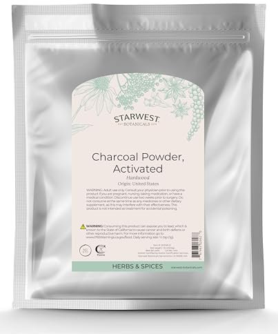 Starwest Botanicals FOOD GRADE US Hardwood Activated Charcoal Powder, 1 Pound Bulk Bag