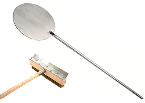 Pizzaofenschaber mit Bürste + Pizzaschaufel Edelstahl Ø 30 cm 180 cm
