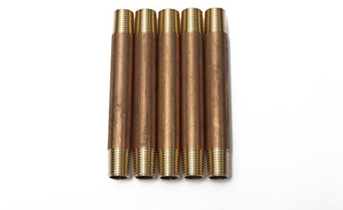 LTWFITTING Messing Fittings 4 Länge Rohrdoppelnippel - Langnippel 1/4 NPT Aussengewinde (5 Stücke)