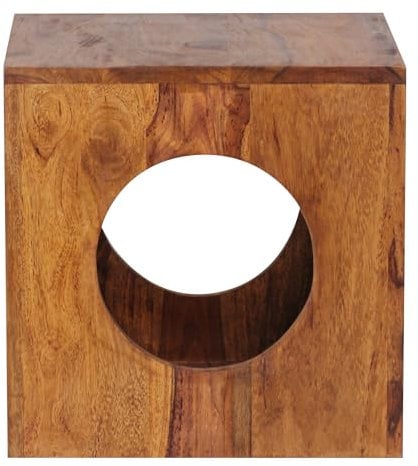 Wohnling Beistelltisch Mumbai Sheesham Massivholz 35x35x35 cm Cube Wohnzimmertisch, Design Aufbewahrungstisch modern, Kleiner Holztisch in Würfel-Form, Quadratischer Dekotisch mit Stauraum
