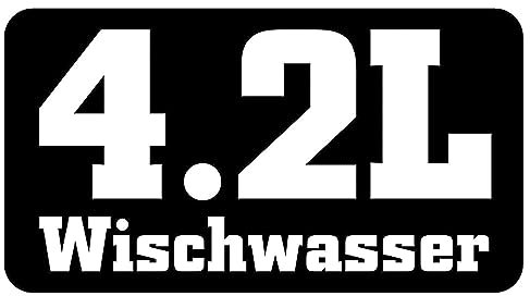 1 Sticker 4,2 L Wisch-Wasser I kfz168 I 11 x 6 cm I Auto-Aufkleber Wohnmobil Tuning decal Spruch lustig witzig wetterfest schwarz weiß