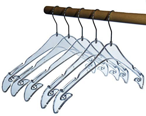 20 STK. Kunststoffkleiderbügel, glasklar, mit Rockkerben, ca. 43 cm lang, Made in EU