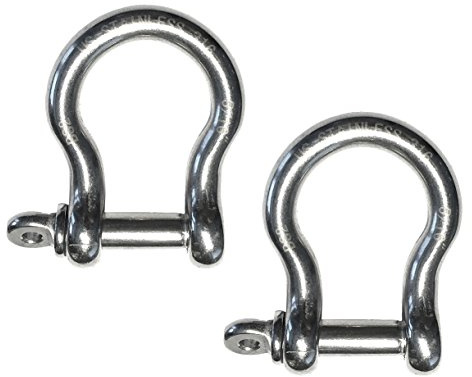 2 pièces Les manilles d'arc en Acier Inoxydable 316 forgé de qualité Marine 8 mm