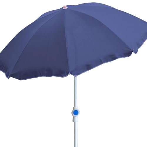 Mojawo Strandschirm Sonnenschirm Strand Schirm Sonnenschutz Gartenschirm Sonnenschutz knickbar Polyester blau Ø2m UV Schutz