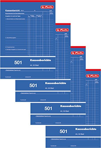 Herlitz Kassenberichtsblock A5, 4 Stück, 50 Blatt