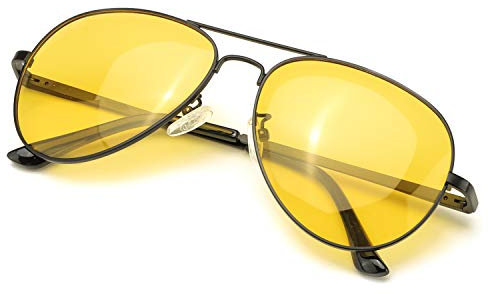 SODQW Nachtfahrbrille Gelbe Linse Anti-Glanz, Polarisiert Fahren Brillen, Nachtsichtbrille Autofahren mit UV400 Schutz