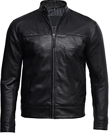 BRANDSLOCK Herren Lederjacke mit Lammnappa Leder in Schwarz