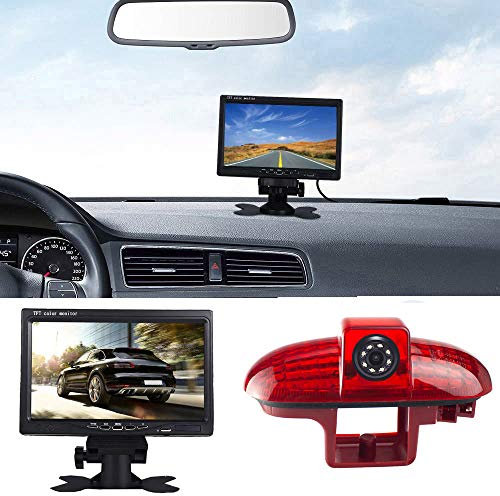 7 Zoll TFT LCD Bildschirm Auto Monitor für Alle Autos + Bremsleuchte Auto Dach HD Rückfahrkamera Ersatz für Transporter Opel Vivaro surf Concept/Combo/Vauxhall/Renault Trafic/FIAT Talento/Primastar