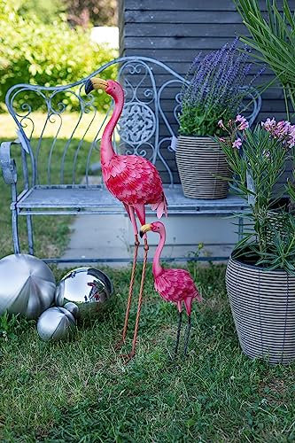 DARO DEKO Metall-Figur Flamingo 2 Stück - L und XL