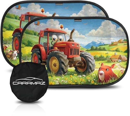 CARAMAZ Sonnenschutz Auto Baby mit UV Schutz, Reach Zertifiziert - Opti-Dark - GSM100+ inkl. Saugnapf - Verdunklung 51x31cm, 2 Stück
