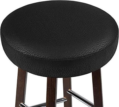 VOSAREA Hockerbezug Rund Schwarz 35cm Hochelastischer Stuhlhussen Waschbar Staubdicht Runde Hocker Bezug Barhockerbezug Schonbezüge für Hocker, 1 Stück