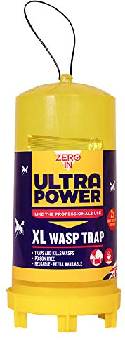 Zero In Ultra Power Ready-Baited XL Wasp Trap Reusable, Durable, Outdoor Use, Safe Empty, Poison-Free