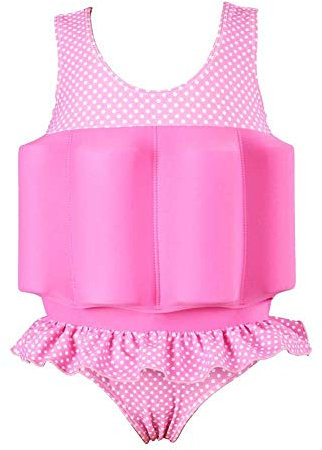 IWEMEK Fille Garçons Maillot de Bain avec Flottabilité Ajustable Float Costume Enfants Une Pièce Flottante D'entraînement de Natation Gilet de Combinaison pour Débutant en Natation Rose 4-5 Ans