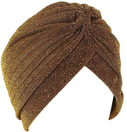 canjoyn Unisex Glitzer Twist Plissee Haarwickel Stretch Turban Hut Chemo Beanie Cap Kopfbedeckung