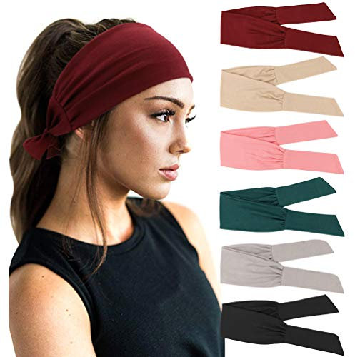 DRESHOW 6 Stück Damen Boho Stirnband Kopfband Haarband Gedruckt Stirnbänder Knoten Verdrehtes Elastische Kopf Wickeln Niedlich Haarschmuck für Mädchen