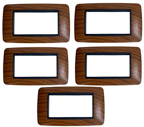 5PZ Placchetta interruttore copriprese effetto legno scuro 4 posti T-12