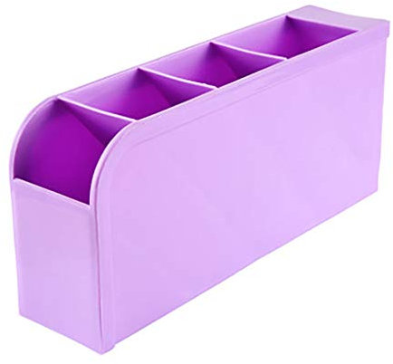 Aufbewahrungsbox aus Kunststoff mit 4 Fächern, für BHs, Socken, Schubladen, Kosmetikartikel, Schreibtische, Bürobedarf, Stiftehalter, schräge Einsätze, Sortierbox, Küchengeschirr (lila)