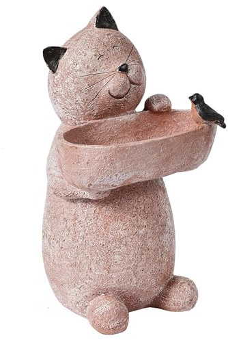 Katze Gartenstatue Outdoor Dekor, Katze Skulpturen Figur Dekorationen Gartenarbeit Rasen Ornament Dekor Geschenke für Frauen 31,2 cm hoch