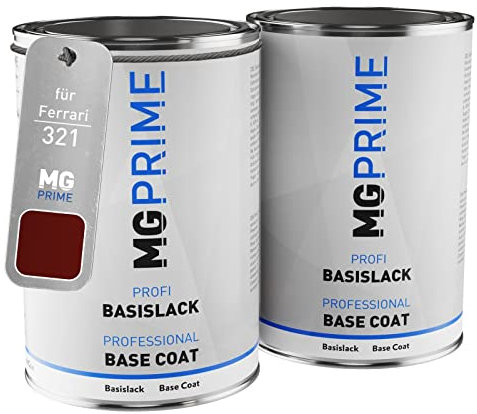 MG PRIME Vernice per auto Kit barattolo pronto all’uso per Ferrari 321 Rosso Fiorano Mica Vernice di fondo + vernice di base 2,0 litri 2000ml