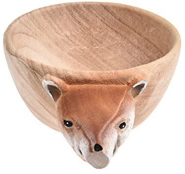 Holz Kuksa Tiere Kopf Bild Tasse, Nordic Style Handgemachte Tragbare Reise Camping Tasse für Rucksackreisen, Wandern, Lagerfeuer, Überleben, Bushcraft (Farbe F:Fox)