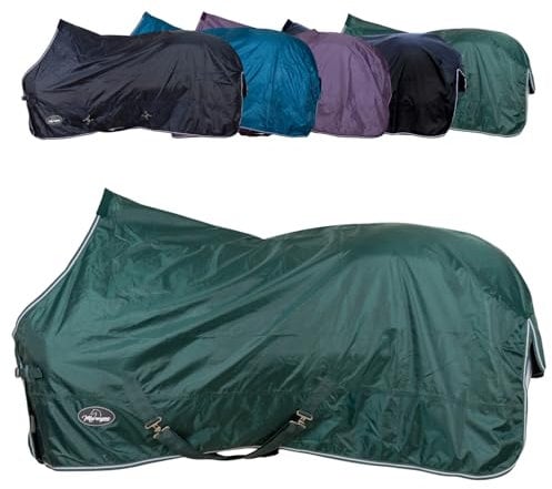 Marengos - Regendecke 420D Economic – leichte Pferdedecke für Regen – atmungsaktiv & wasserdicht – Weidedecke mit Kreuzgurten – Outdoordecke für Pferde – 165 cm in Tannengrün