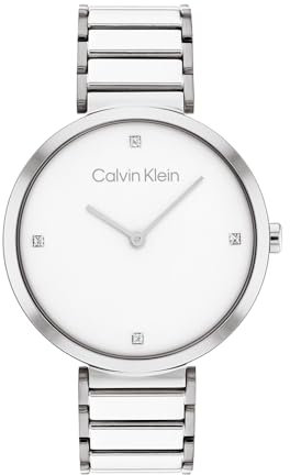 Calvin Klein Analog Quarzuhr für Damen mit Silbernes Edelstahlarmband - 25200137