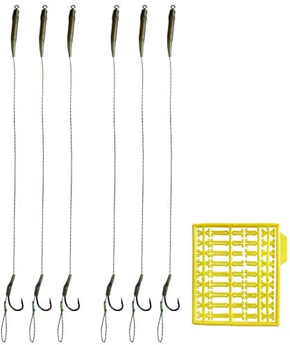 6 x Carp Fishing Hair Rigs - Curved Barbed Hook, Anti-Tangle Rig Sleeves Swivel, Braided Thread line with Boilie Bait Stops Dumbell Stopper Size 2# 4# 6# 8# (2# Hair Rigs + Dumbell Stopper)