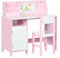 HOMCOM Kindertisch und -Stuhl aus Holz mit Whiteboard Lerntisch für Kinder ab 5 Jahren Kinderschreibtisch-Set 90x45x85 cm Rosa