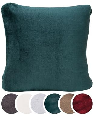 liebling Kissen Merino-Touch, Kissenbezug aus 100% Ultra Flauschiger Mikrofaser, waschbar, 50 x 50 cm, dunkelgrün