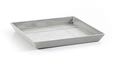 Ecopots Untersetzer für Blumentopf Rotterdam Weiß Grau - Außen 38 x 38 cm/Innen 34 x 34 cm - Unterteller für Pflanzentopf aus Recycling Kunststoff - Topfuntersetzer modern für Indoor und Outdoor