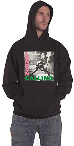 The Clash Kapuzenpullover London Calling Band Logo Nue offiziell Herren Schwarz XXL