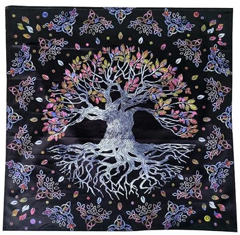 BYVUTE Altar Tuch, Baum des Lebens Tapisserie, Lila Leinen Tischdecke, Tarot Matte, Spirituelle Abdeckung für Heimdekoration