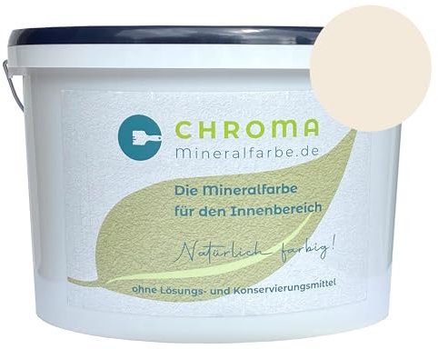CHROMA Mineralfarbe für den Innenbereich | Langlebige Silikatfarbe | Scheuerbeständig und allergikergeeignet | Wandfarbe gegen Schimmel | Hochdeckend und ergiebig