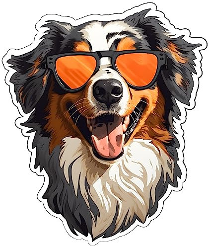 Samunshi Australian Shepard mit Sonnenbrille Aufkleber Autoaufkleber für Motorrad Fahrrad Roller oder Auto Sticker Fahrrad MTB Mountainbike Rennrad Hund Dog (17x20cm Australian Shepard mit Sonnenbri)