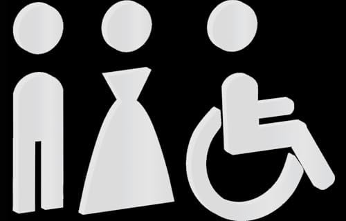 Simbolo Uomo Donna Disabili WC Bagno Toilette porta Omini segnale Targa Porta Targhetta Adesiva Segnaletica Bianco Lucido