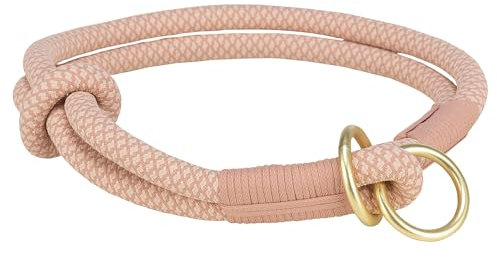 TRIXIE Soft Rope Zug-Stopp Halsband Größe L: Halsumfang 50 cm/13 mm in rosa - stufenlos verstellbares Hundehalsband aus gewebtem Tau für Hunde, einfacher Verschluss - 1984707