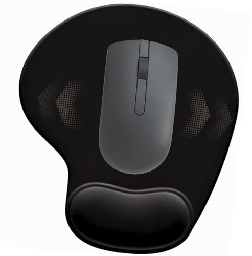 Alfombrilla para ratón. Almohadilla con reposamuñecas de Gel ergonómico para pc. Base de Goma Antideslizante. Mouse Pad ergonómica de microfibras, Color Negro, Ideal para Escritorio u Oficina.